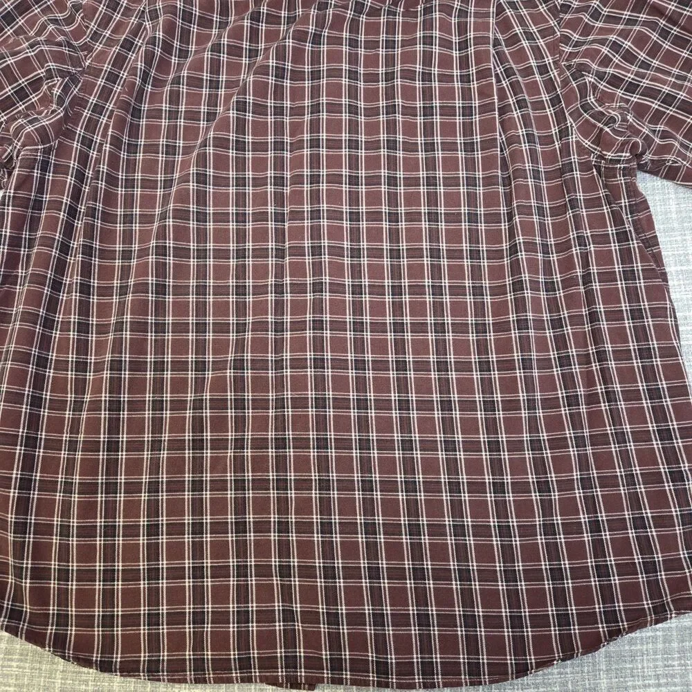 Duluth Plaid Flannel Shirt Men's 3XT Rugged Weight Outdoor Workwear Maroon/Black